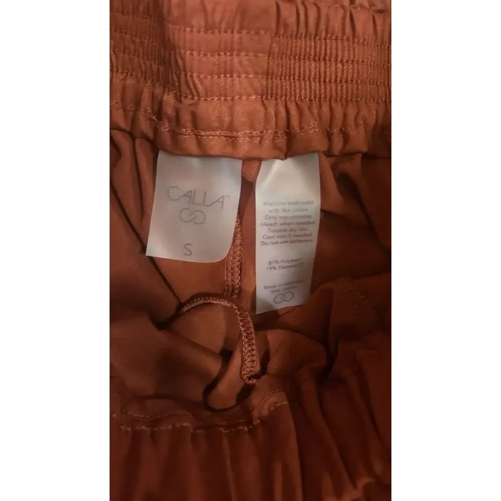 Rust Orange Paperbag Waist Tie-Front Skort